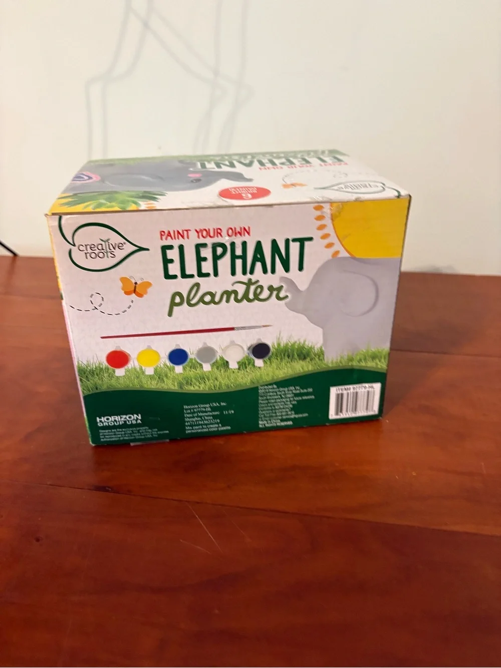 Creative Roots Paint Your Own Elephant Planter Ceramic Craft Kit NIB